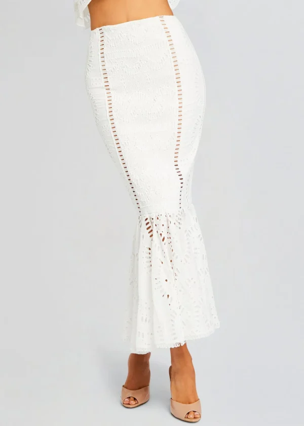 The Destination Bride*Retrofete Fray Long Skirt White Samoa