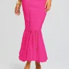 Tropical Hues*Retrofete Fray Long Skirt Hot Pink
