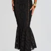 Resort '24*Retrofete Fray Long Skirt Black Samoa
