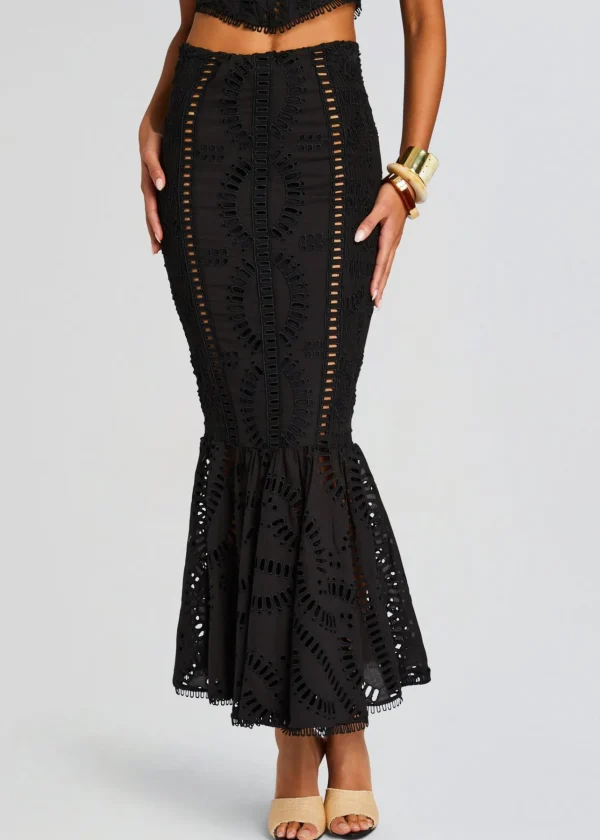 Resort '24*Retrofete Fray Long Skirt Black Samoa