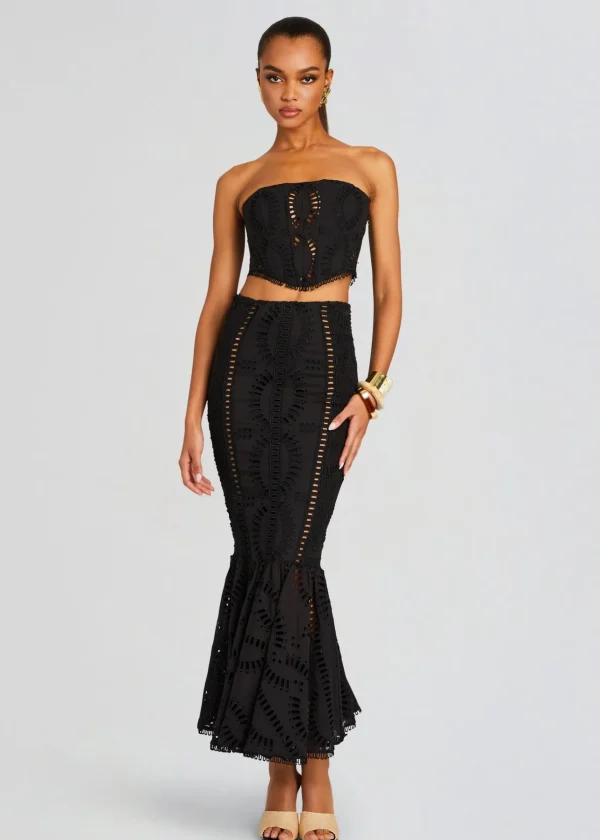 Resort '24*Retrofete Fray Long Skirt Black Samoa