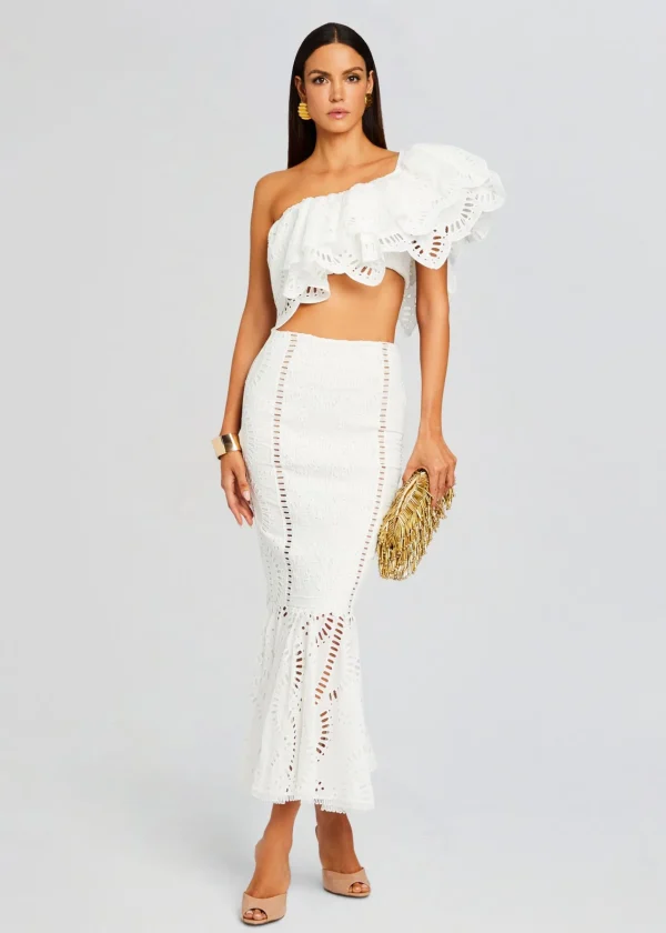 Bachelorette Party*Retrofete Fray Long Skirt White Samoa