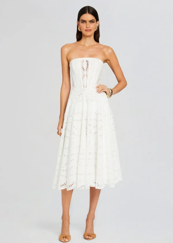 Honeymoon Looks*Retrofete Galik Midi Dress White Samoa