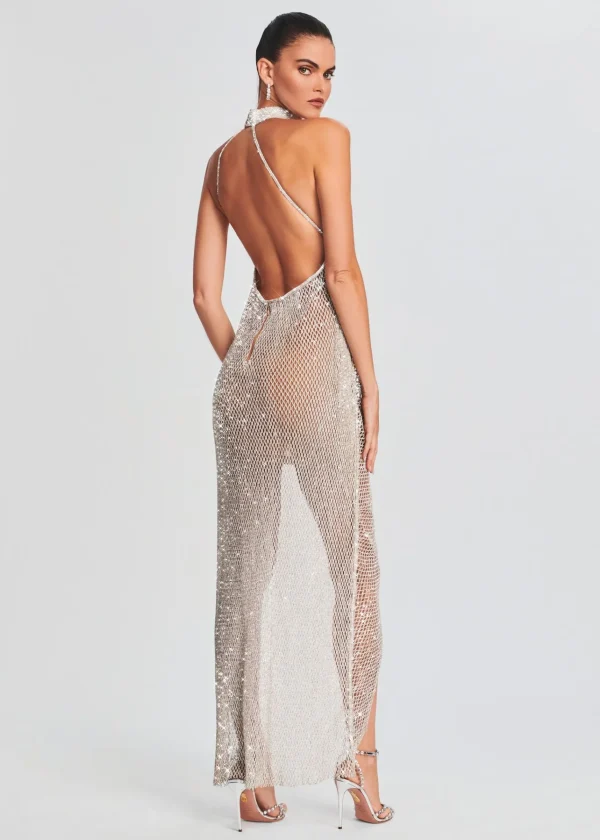 Bridal Party*Retrofete Gemma Crystal Chain Dress White with Silver