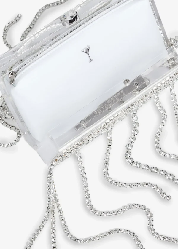 Subtle Shimmer*Retrofete Georgina Crystal Bag Clear/Silver