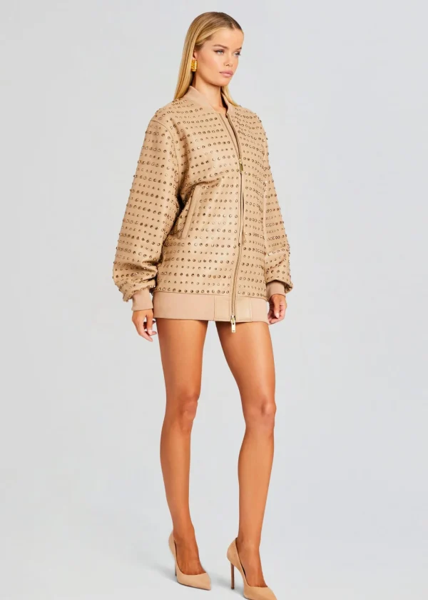 Jackets*Retrofete Gianna Embellished Leather Jacket Nude
