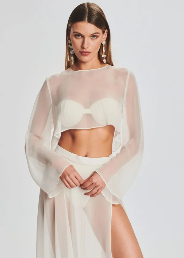 Honeymoon Looks*Retrofete Grace Cropped Shirt Cream