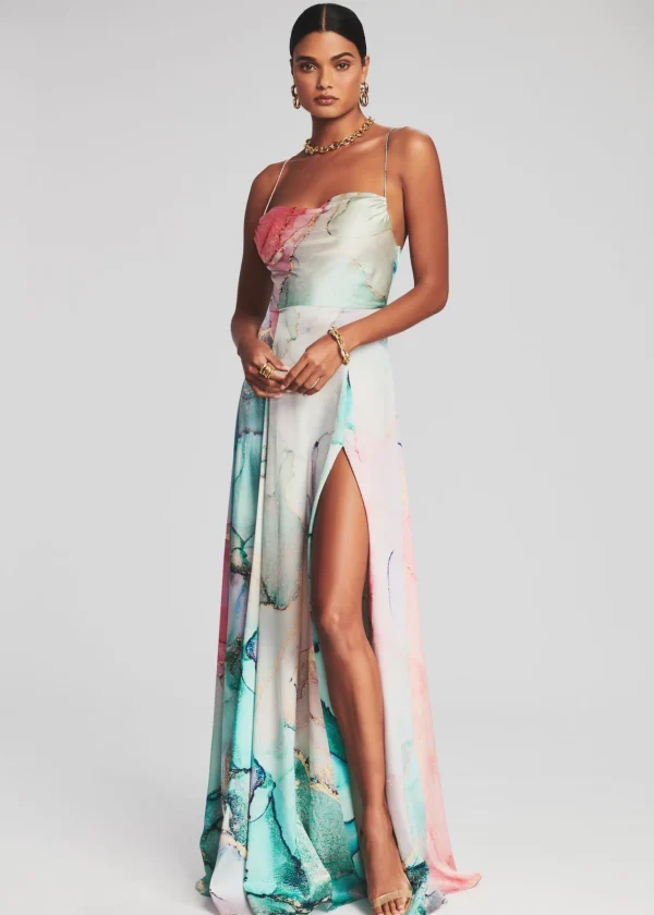RETROFÊTE*Retrofete Gracie Silk Dress Watercolor Marble