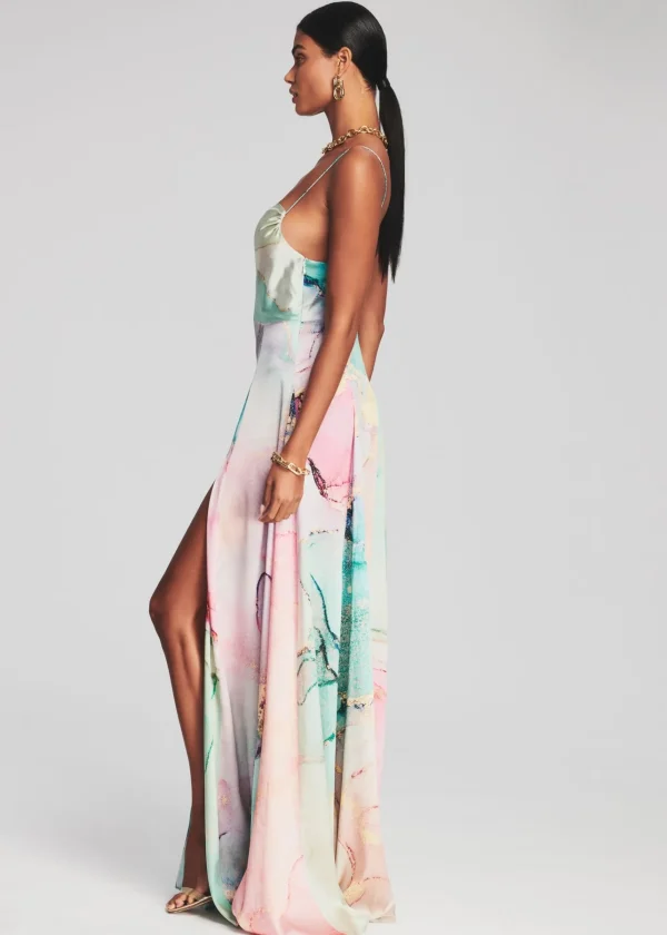 RETROFÊTE*Retrofete Gracie Silk Dress Watercolor Marble