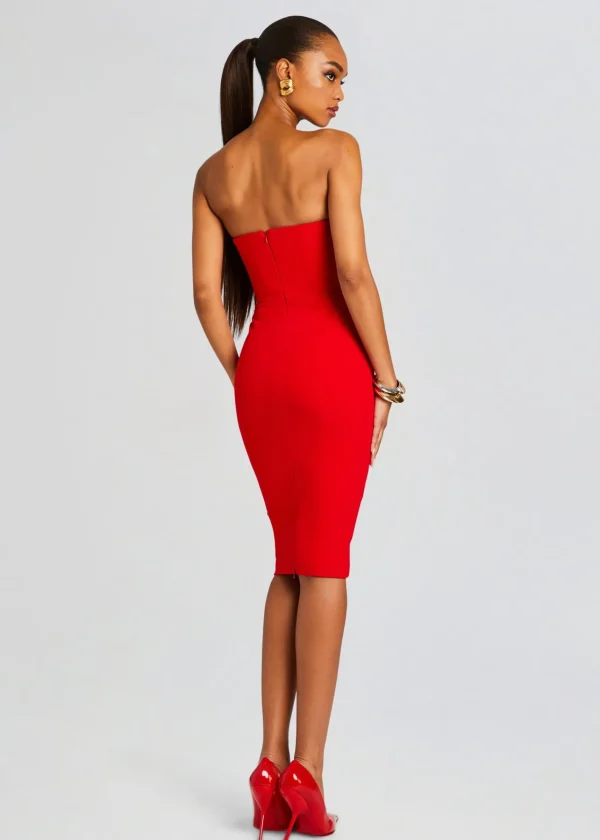 Mini*Retrofete Half Moon Midi Dress Red