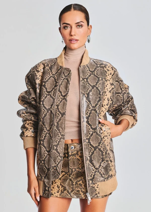 Neutral Moments*Retrofete Halle Leather Jacket Tannin Snake