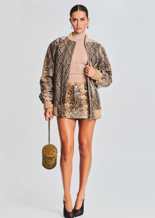 Neutral Moments*Retrofete Halle Leather Jacket Tannin Snake
