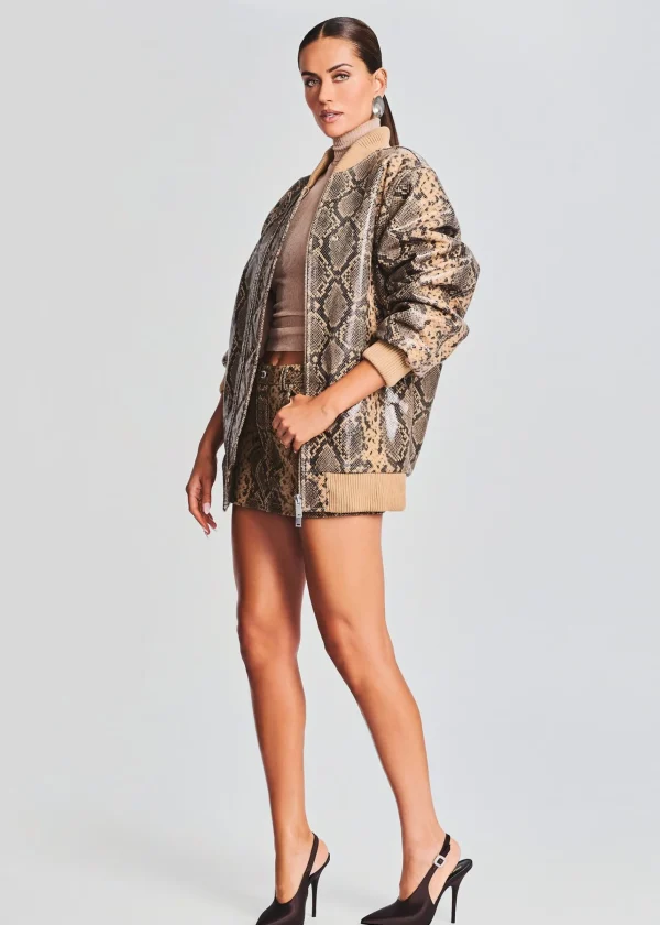 Neutral Moments*Retrofete Halle Leather Jacket Tannin Snake
