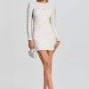 Reception Dresses*Retrofete Harlowe Embellished Chiffon Dress White/Silver Grid