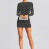 RETROFÊTE*Retrofete Harlowe Embellished Chiffon Dress Black/Silver Grid