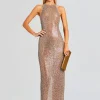 RETROFÊTE*Retrofete Haven Embellished Dress Tannin/Silver