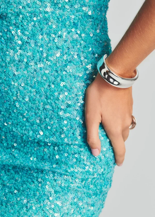 Honeymoon Looks*Retrofete Heather Sequin Dress Blue Atoll