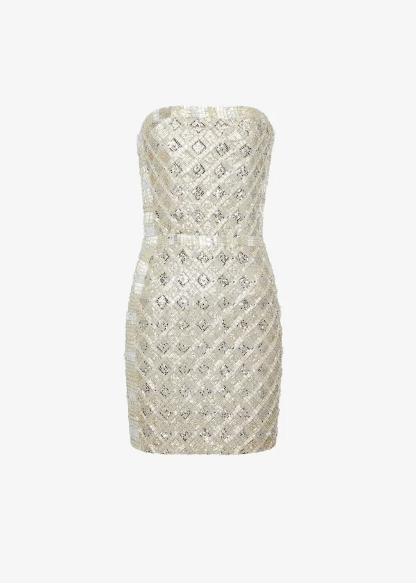 Bridal Shower*Retrofete Heather Sequin Dress Silver/Gold