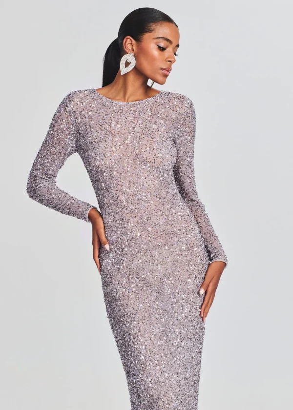 RETROFÊTE*Retrofete Heidi Sequin Dress Mink Grey