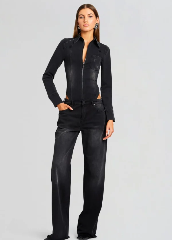 Denim*Retrofete Helena Denim Bodysuit Midnight Terry
