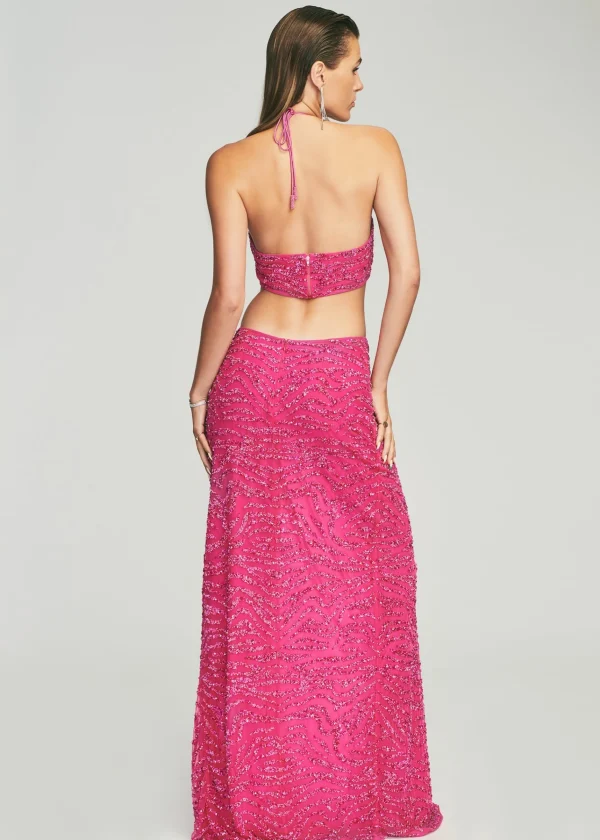 Final Sale*Retrofete Hendrix Sequin Tiger Stripe Dress Fuchsia Tiger Stripe