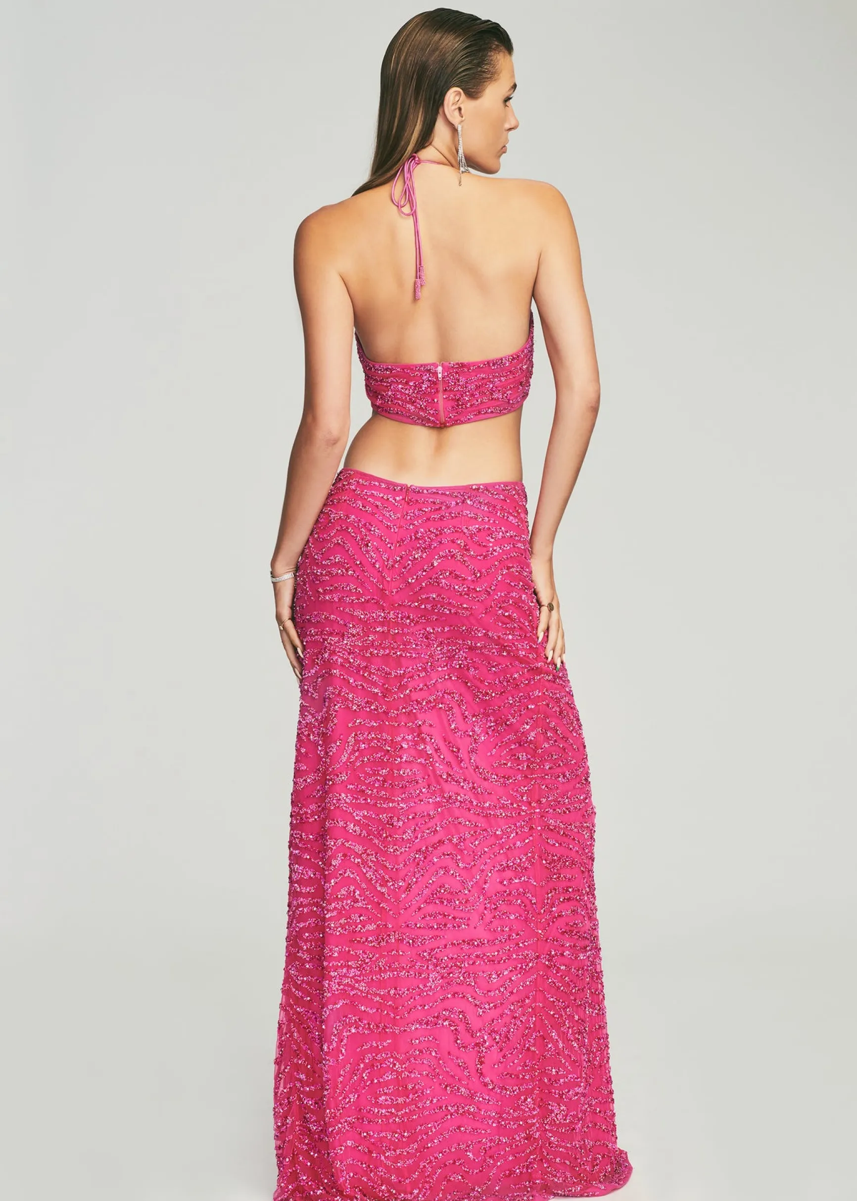 hendrix_sequin_tiger_stri_3.webp Final Sale*Retrofete Hendrix Sequin Tiger Stripe Dress Fuchsia Tiger Stripe