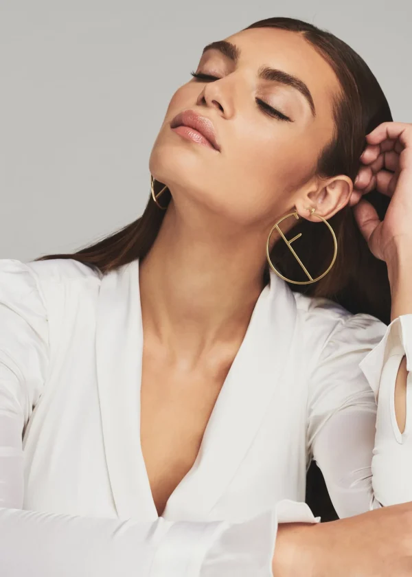 Accessories*Retrofete Hoop Letter Earring Gold