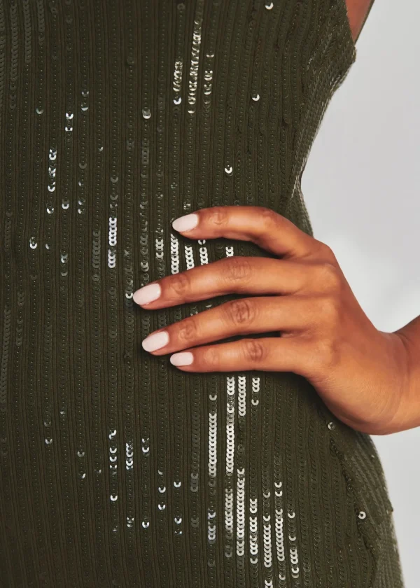 RETROFÊTE*Retrofete Hudson Sequin Knit Dress Olive Green