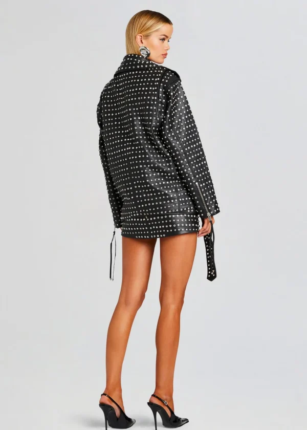 Jackets*Retrofete Icon Embellished Leather Jacket Black/Crystal