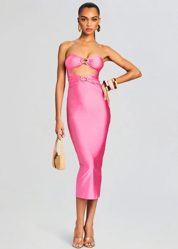 Tropical Hues*Retrofete Ida Lycra Midi Dress Rose Blossom