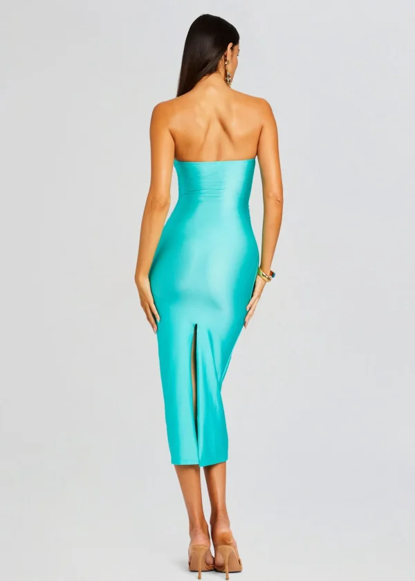 Tropical Hues*Retrofete Ida Lycra Midi Dress Blue Maldives