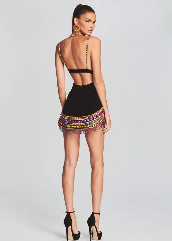 RETROFÊTE*Retrofete Isadora Embellished Dress Multi/Black