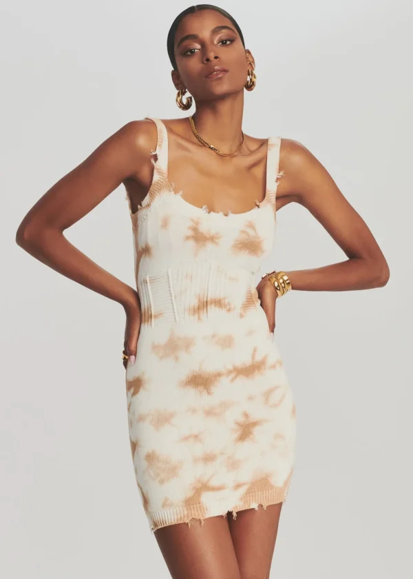 Neutral Moments*Retrofete Isla Dress Tan White Tie Dye