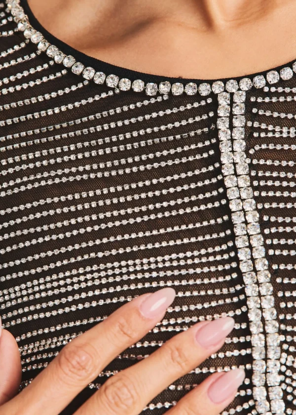 RETROFÊTE*Retrofete Jacqueline Crystal Embellished Dress Black/Silver