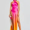 Resort '24*Retrofete Jagger Silk Dress Pink Lime Ombre