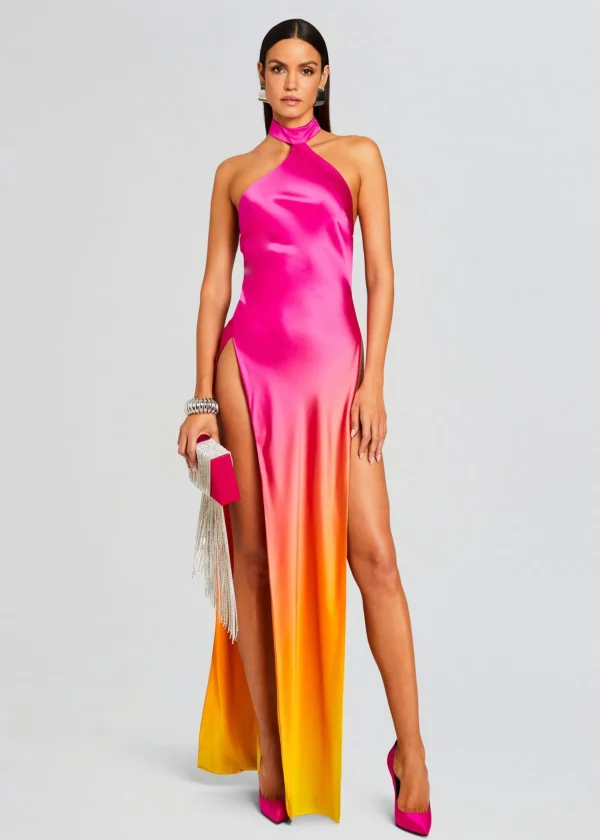 RETROFÊTE*Retrofete Jagger Silk Dress Pink Lime Ombre