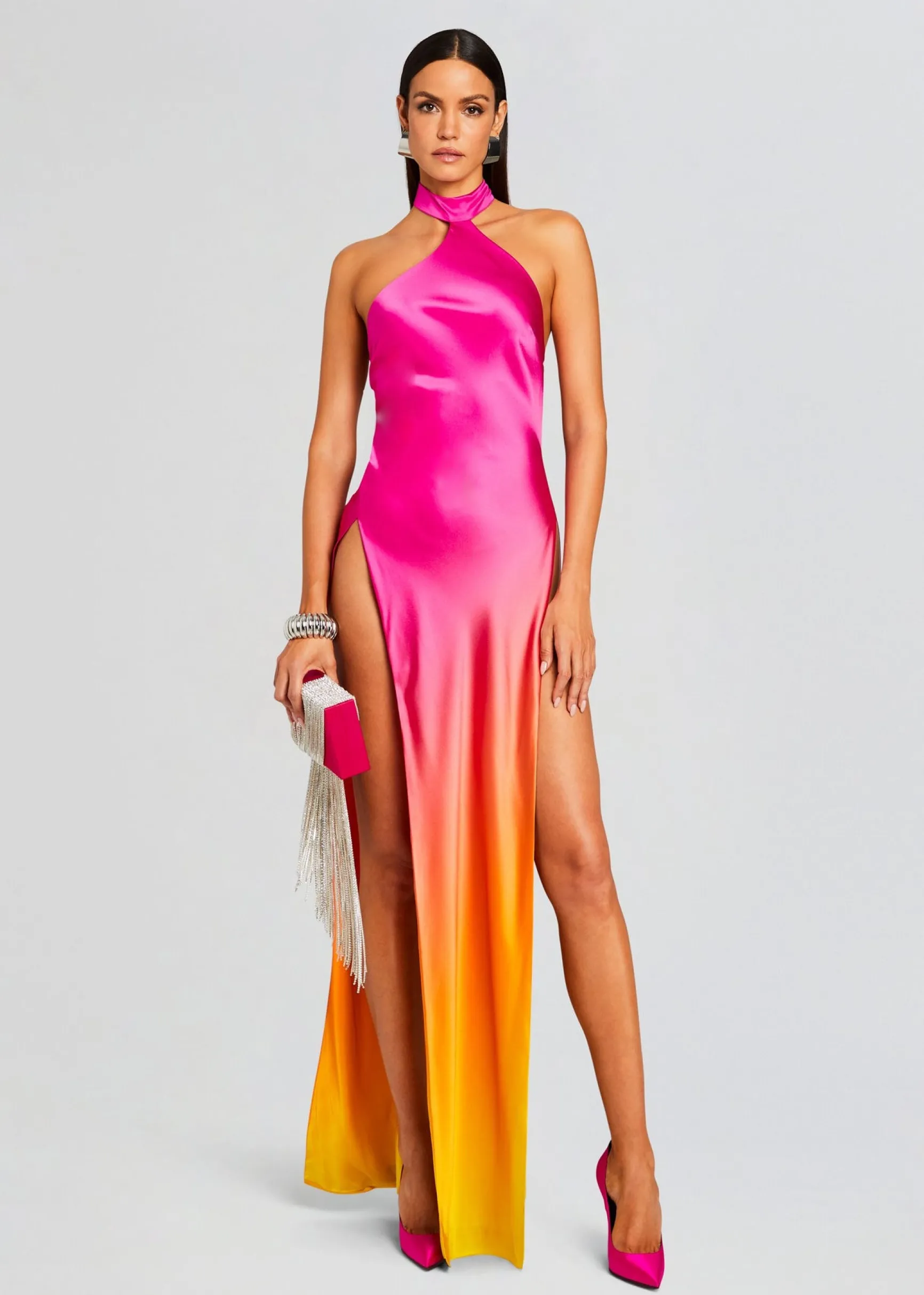 jagger_silk_dress_0-3.webp Gowns*Retrofete Jagger Silk Dress Pink Lime Ombre