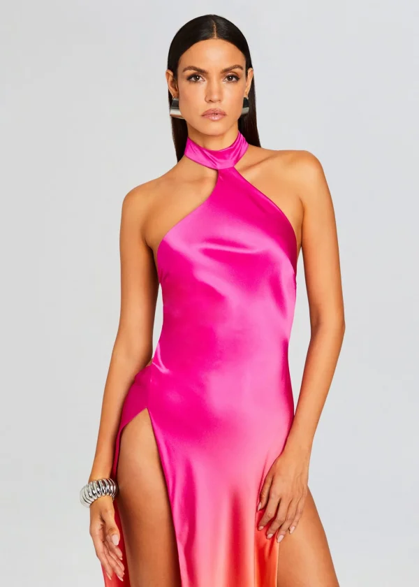 Resort '24*Retrofete Jagger Silk Dress Pink Lime Ombre