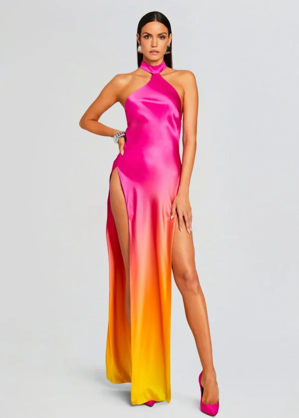 Resort '24*Retrofete Jagger Silk Dress Pink Lime Ombre