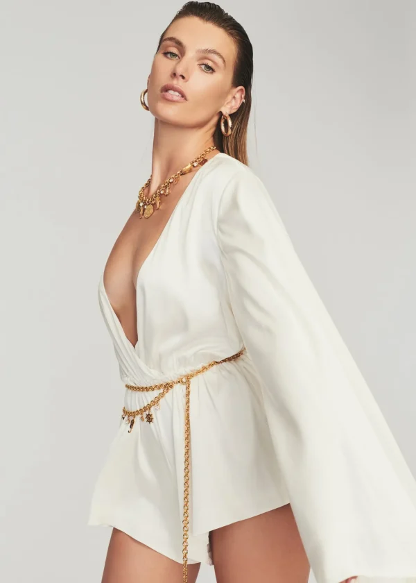 Final Sale*Retrofete Jasper Silk Romper White
