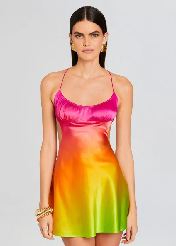 RETROFÊTE*Retrofete Josefine Silk Dress Pink Lime Ombre