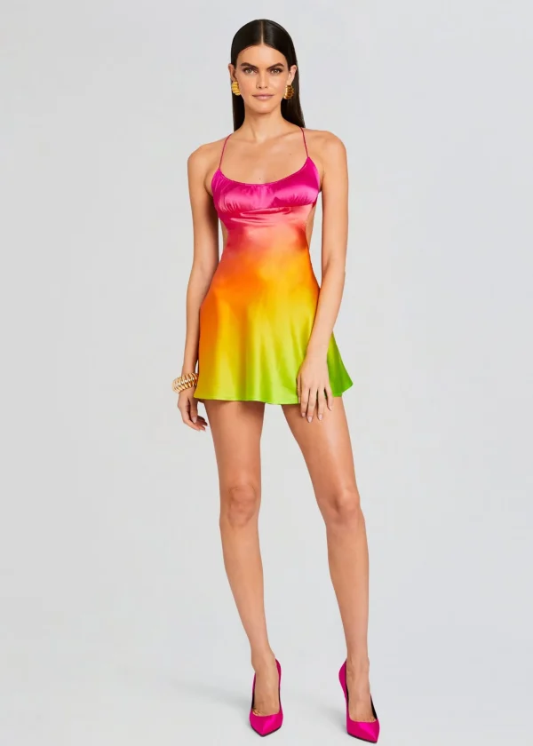 Day to Night*Retrofete Josefine Silk Dress Pink Lime Ombre