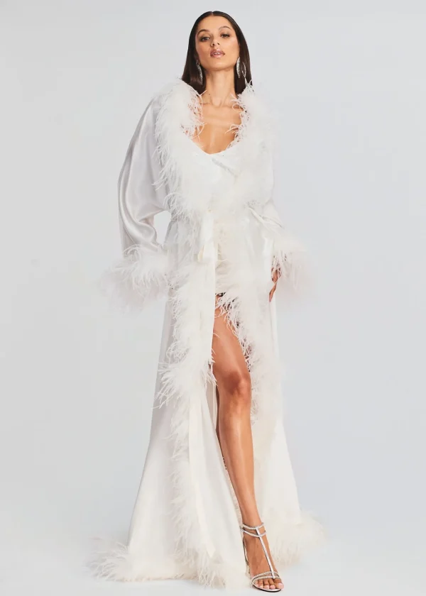 Bachelorette Party*Retrofete Juno Feather Robe White