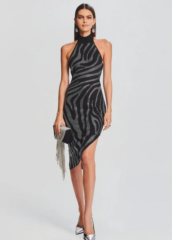 Midi*Retrofete Kaisley Knit Dress Black/Silver Zebra