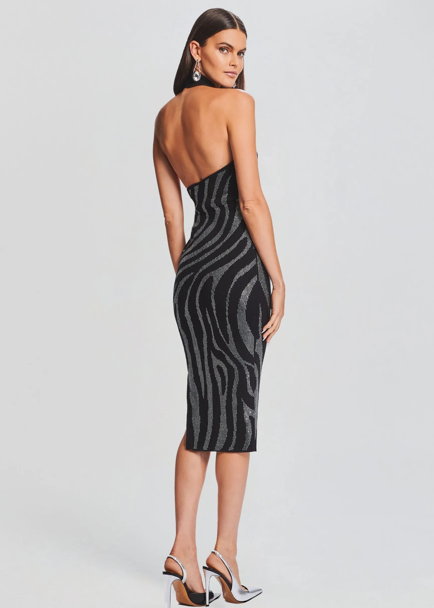 kaisley_knit_dress_3-2.webp Dresses*Retrofete Kaisley Knit Dress Black/Silver Zebra