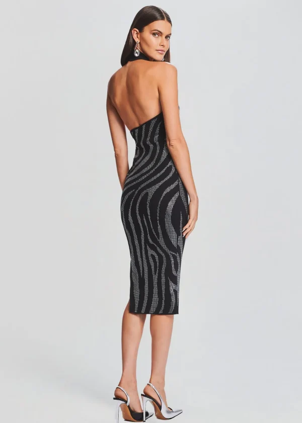 Midi*Retrofete Kaisley Knit Dress Black/Silver Zebra