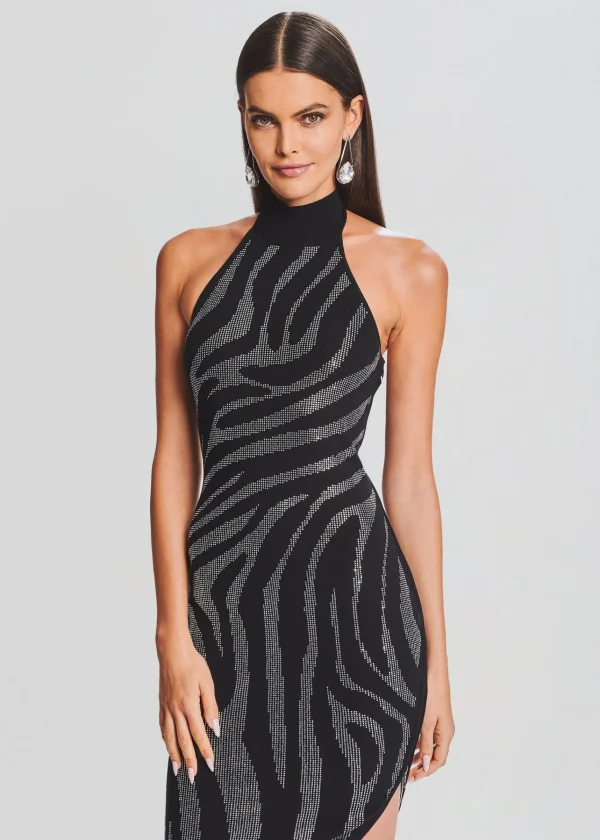 Midi*Retrofete Kaisley Knit Dress Black/Silver Zebra
