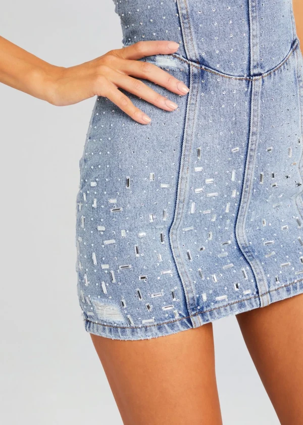 Dresses*Retrofete Kamna Embellished Denim Dress Tresca
