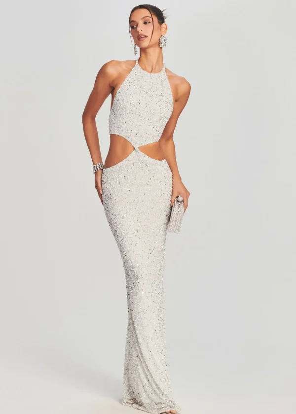 Sequin Styles*Retrofete Katerina Sequin Dress Silver White