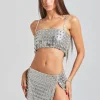 Subtle Shimmer*Retrofete Kauren Embellished Chainmail Top Silver
